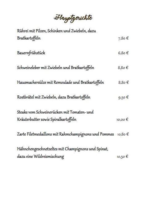 Speisekarte von Gaststätte Zum Löwen Günther Kloska restaurant Tanna