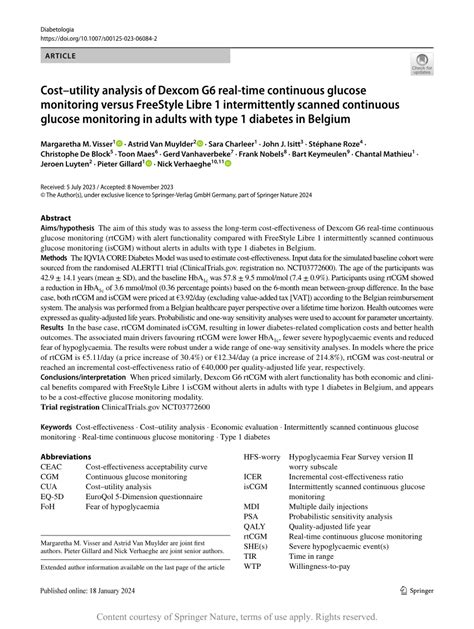 Costutility Analysis Of Dexcom G6 Real Time Continuous Glucose