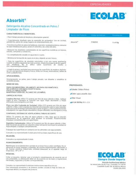 Hoja De Seguridad Ecolab Pdf