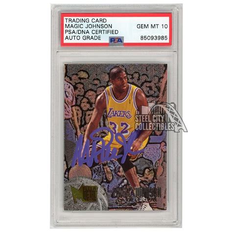 Magic Johnson Fleer Metal Autograph Card Psa Dna