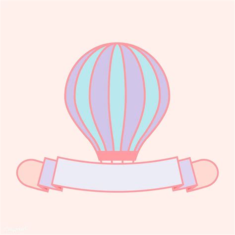 Cute Pastel Hot Air Balloon Banner Vector