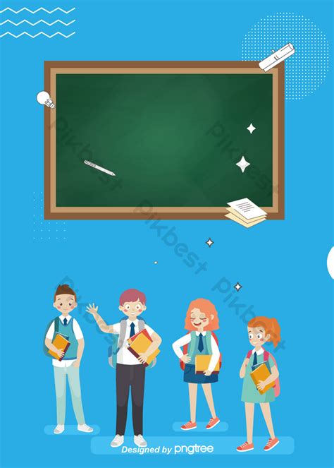 Simple Cartoon Characters Blue Education Character Background | PSD ...