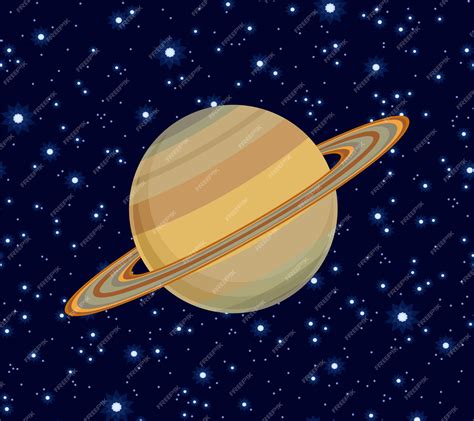 Saturno Planeta Y Anillos Sobre Fondo De Cielo Estrellado Oscuro Vector Premium