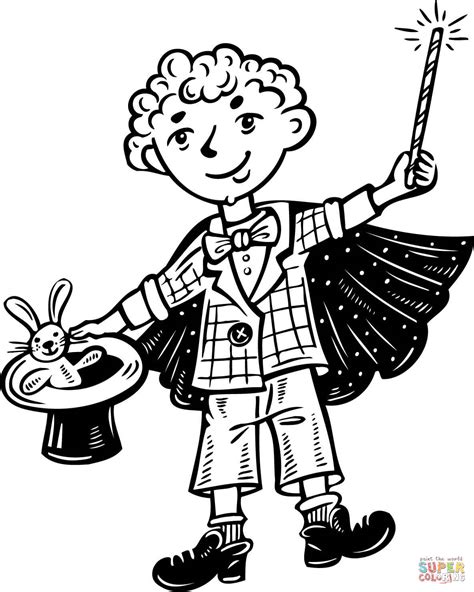 Kid Magician Coloring Page Free Printable Coloring Pages