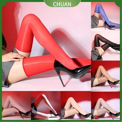 Chuan Glossy Silk Stocking Woman Pantyhose Stay Up High Stockings