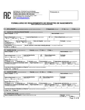 Fillable Online Formul Rio De Requerimento De Registro De Fax Email