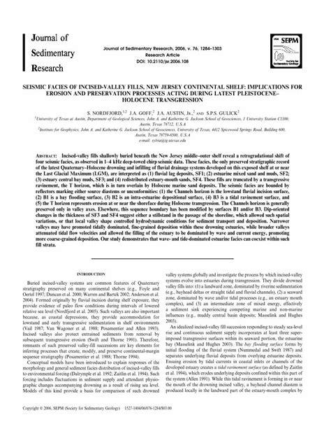 PDF SEISMIC FACIES OF INCISED VALLEY FILLS NEW JERSEY Using