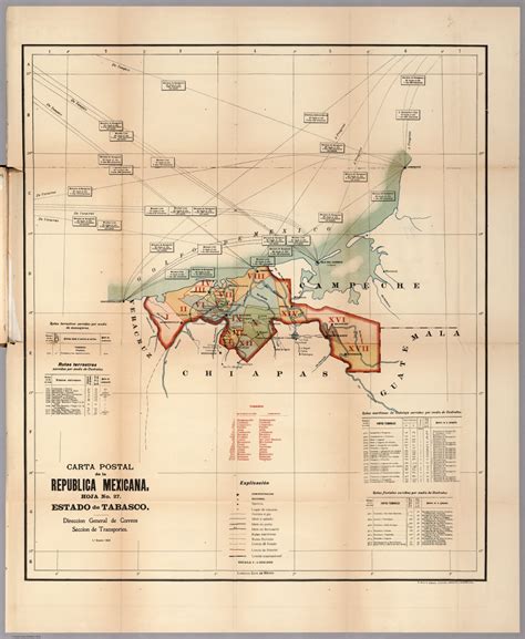 Carta Postal De La Republica Mexicana Hoja No 27 Estado De Tabasco