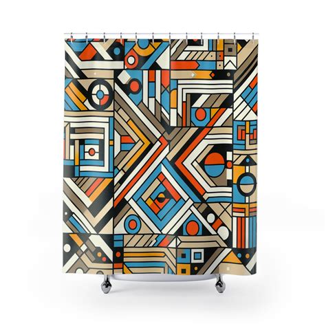 Mid Century Modern Shower Curtain Art Deco Bathroom Decor Boho