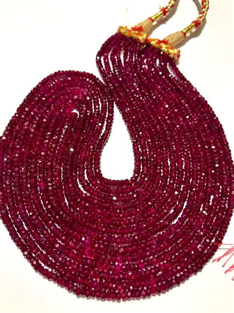 Gia Certifiedlongido Mined Ruby 3 4 Beads 7 Layer Longido Ruby Necklace 15 20inch Natural Ruby