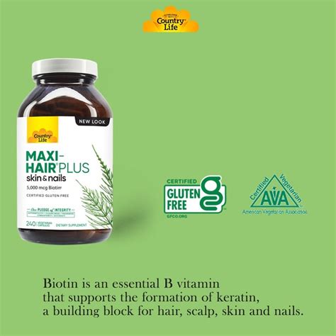 Buy Country Life Maxi-Hair Plus Biotin 5000mcg Skin, Hair & Nails ...