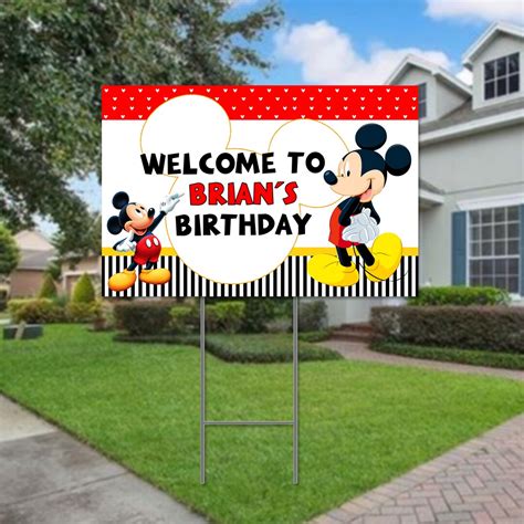 Mickey Mouse Yard Sign With Stake 18x12in Weatherproof - Etsy