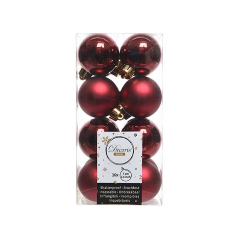 Decoris Shatterproof Baubles In Oxblood Pack Of