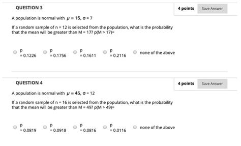 Solved Question 3 4 Points Save Answer A Population Is