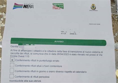 Modena Rifiuti Conferiti Male Hera Avvisa Uomo Di Anni Invalido