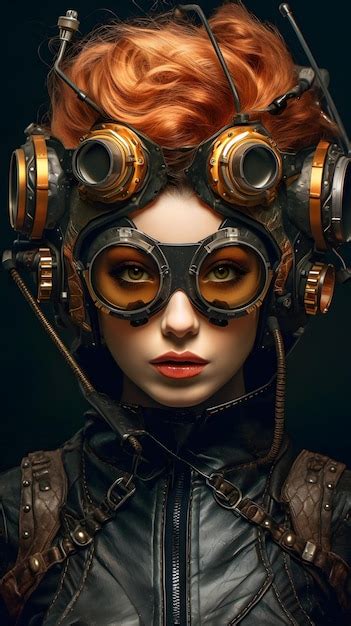 Premium Ai Image A Portrait Of An Attractive Steampunk Style Woman