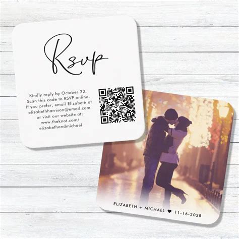 Modern Photo Rsvp Qr Code Wedding Enclosure Card Zazzle