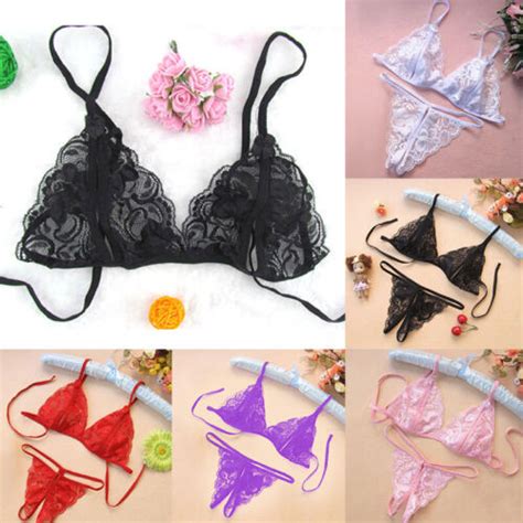 Women Lacesexy Lingerie G String Babydoll Sleepwear Bra Set Nightwear Underwear Ebay