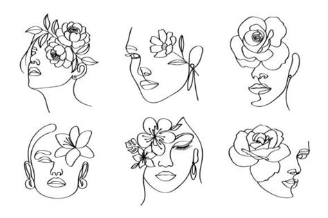 Womens Head Flowers Females Faces Line Graphic By Subujayd · Creative