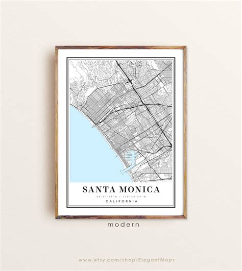 Santa Monica California map Santa Monica CA map Santa Monica | Etsy