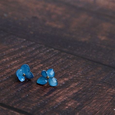 Real Flower Blue Hydrangea Resin Earrings Botanical Jewelry Etsy