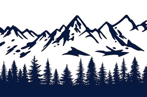 Premium Vector | Hand drawn mountain range silhouette