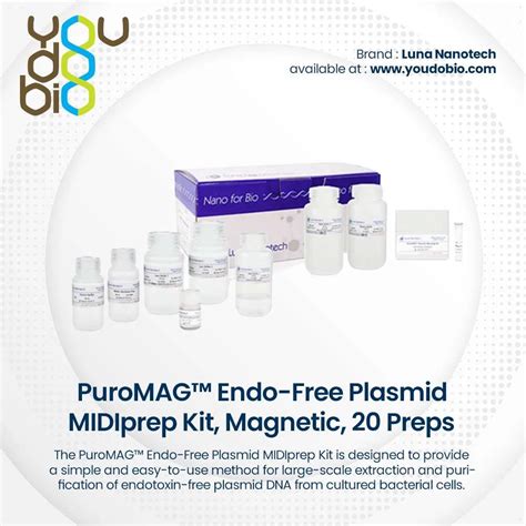 PuroMAG Endo Free Plasmid MIDIprep Kit Magnetic 20 Preps You Do Bio