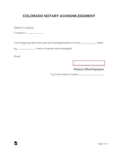 Colorado Notary Template
