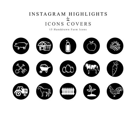 Instagram Story Highlights Cover Icons Farm Handdrawn Icons White On