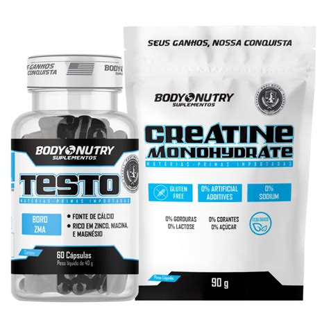 Creatina Monohidratada 90g Testo GH 60 cápsulas Pré Hormonal