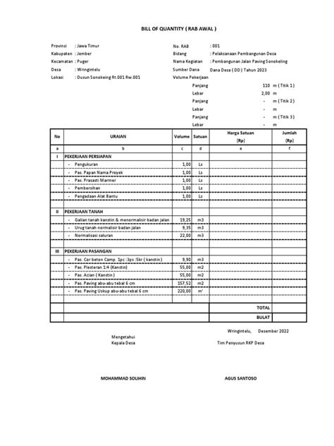 Rab Pembangunan Jalan Paving 6 Cm Sonokeling Pdf