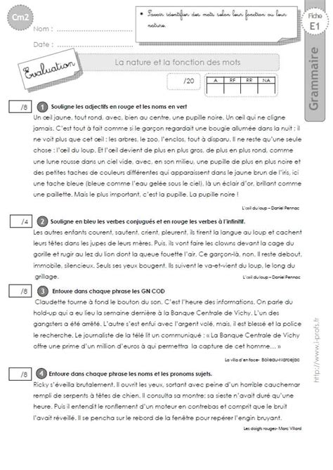 Cm Evaluation Nature Et Fonction Des Mots