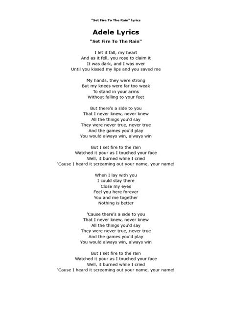 Set On Fire Adele Lyrics