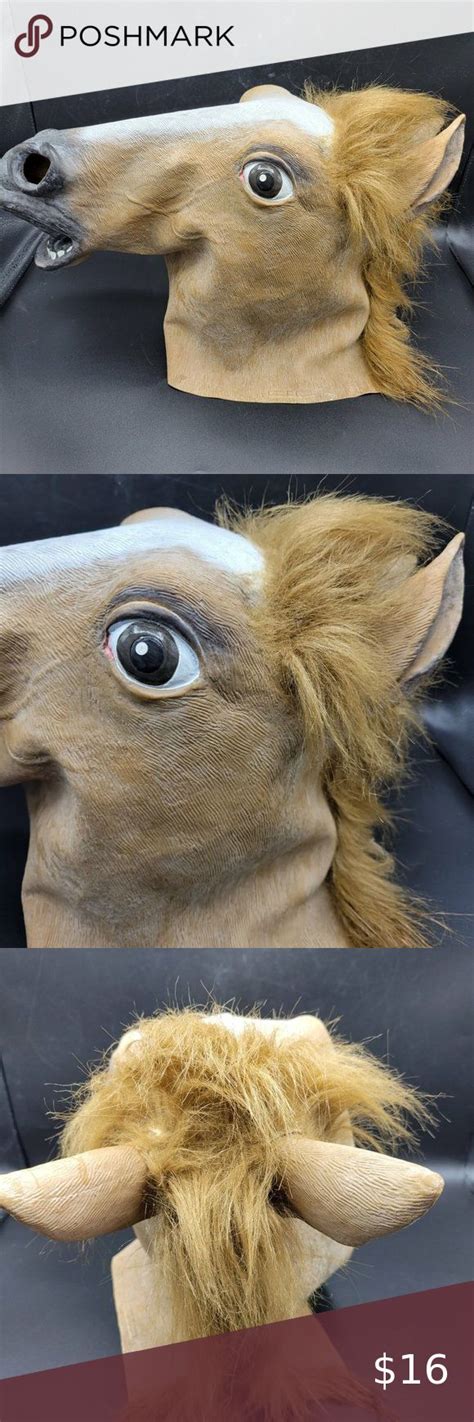 Horse Head Creepy Halloween Costume Theater Mask Rubber Creepy ...