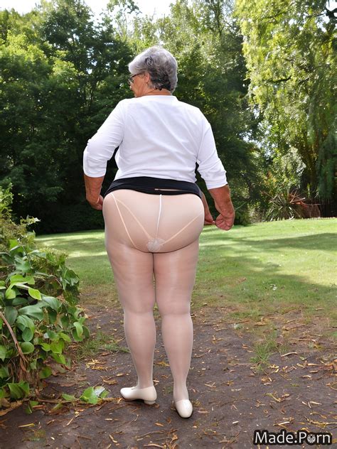 Back View Photo Woman Bottomless Pantyhose 80 Ssbbw Created By AI AI Porn