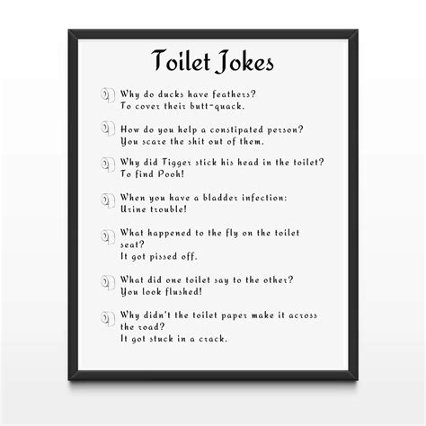 Funny Toilet Jokes Themed Printable Wall Art Guest Bathroom Wall Decor