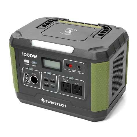 Swiss Tech 1000W Portable Power Station, 999Wh, Solar Powered Battery