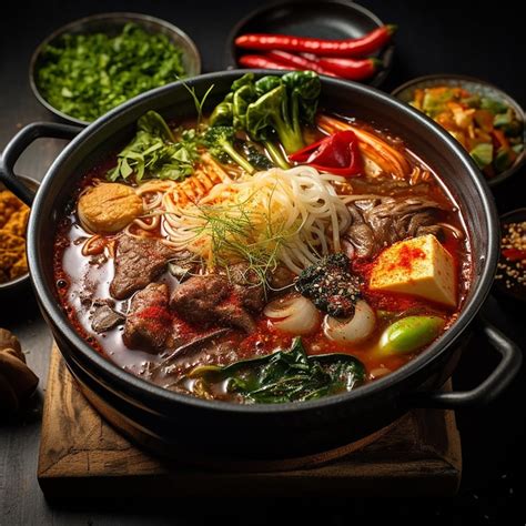 Premium Photo 3D Rendered A Steaming Bowl Of Spicy Korean Hot Pot