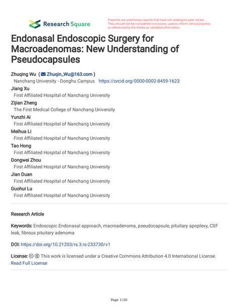 Pdf Endonasal Endoscopic Surgery For Macroadenomas New Understanding