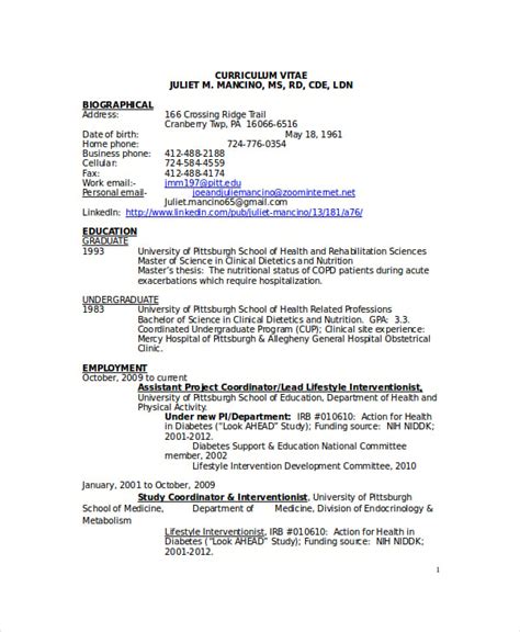 10+ Nutritionist Resume Templates - PDF, DOC