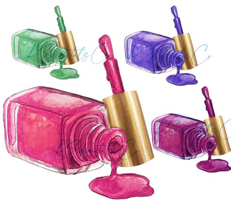 Nail Polish Clip Art Elements Watercolor Art Nailpolish Graphics