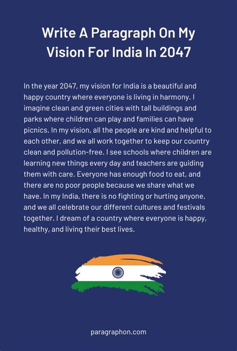 Write A Paragraph On My Vision For India In 2047 In English