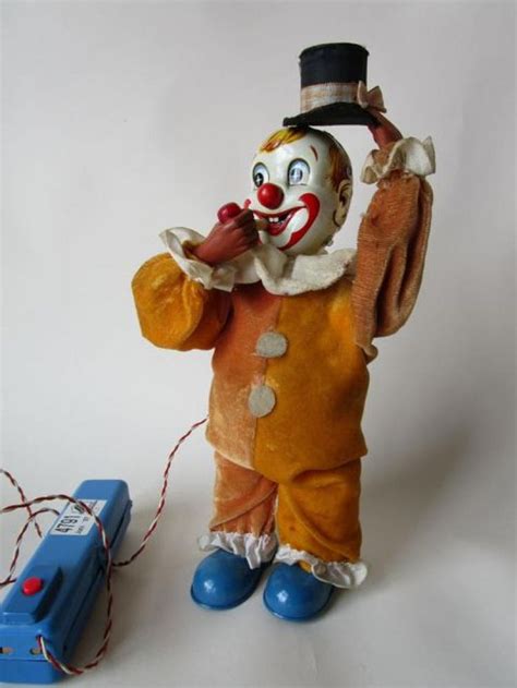 Magic Man Clown Japan Battery Operated Smoking Tin Toy Marusan Co 1950s