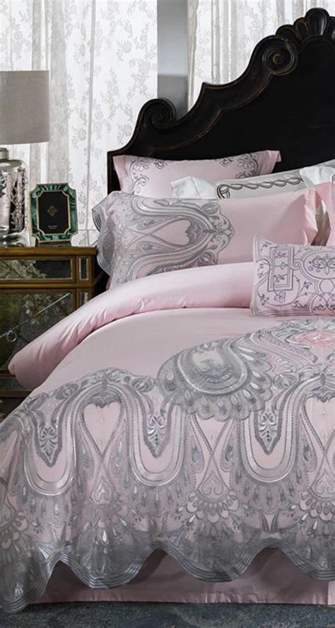 Egyptian Cotton Luxury Lace Bedding Set Colors In Lace