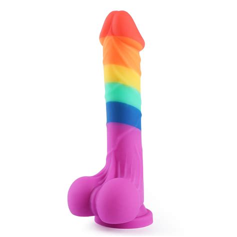 7 8 Inch Rainbow Realistic Penis Dildo