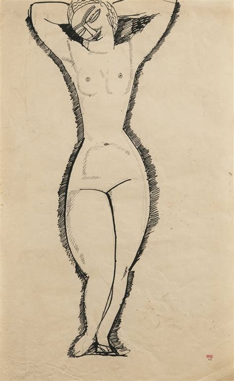 Standing Nude With Raised Arms By Amedeo Modigliani