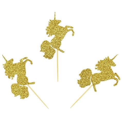 Cake Topper Kit Gold Magical Glitter Unicorns 50pcs