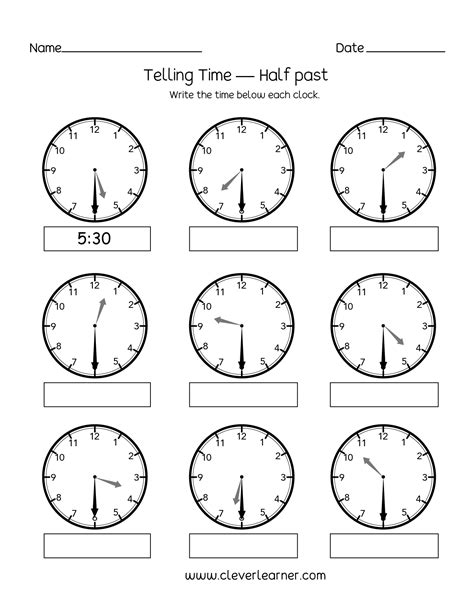 Printable Clock Worksheets Grade 2