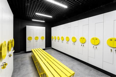 Premium Photo Stylish Locker Room In Modern Gym Interior Of Modern