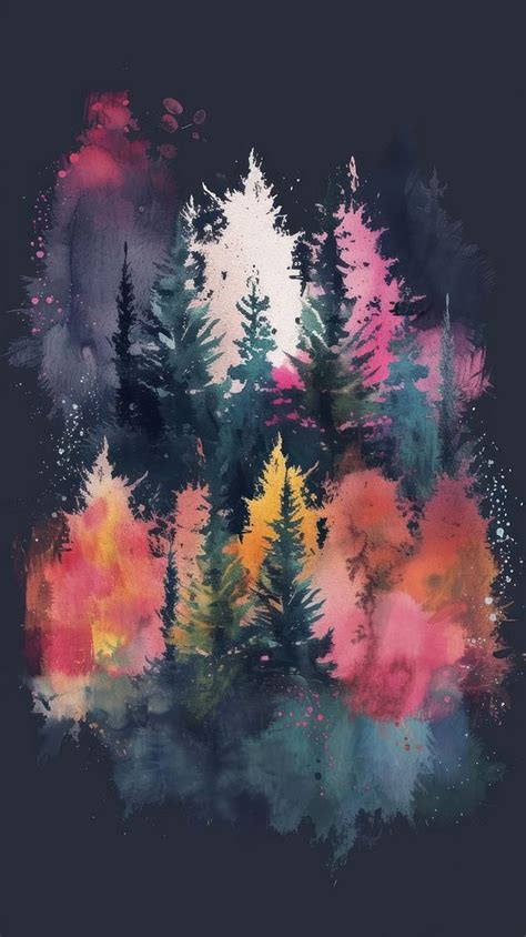 Forest watercolor wallpaper tree abstract | Free Photo Illustration ...